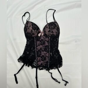 Black Lace Bodice Top